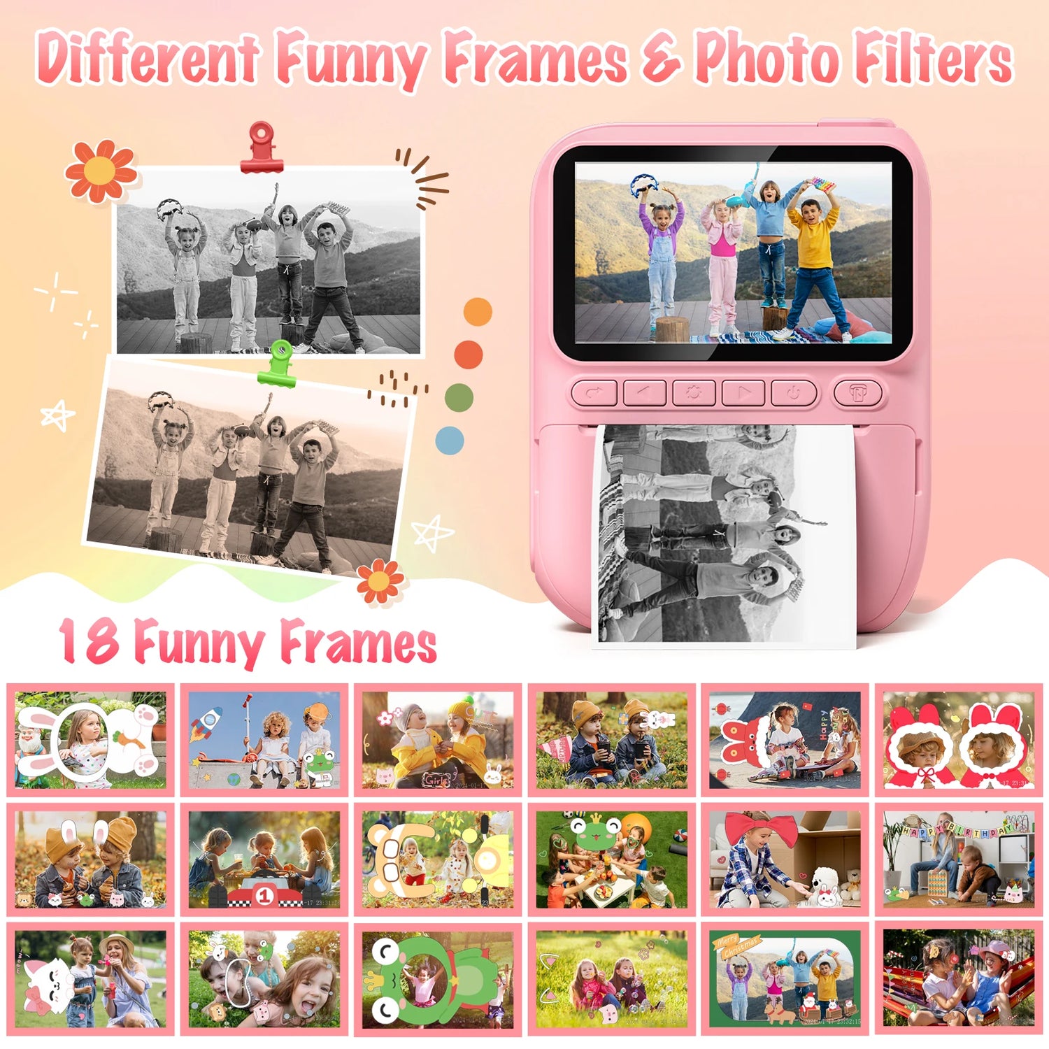 Instant Print Camera for Kids, 3.0" Kids Camera for 6-12 Year, 32MP HD 1080P Digital Camera with 3 Rolls of Printer Paper